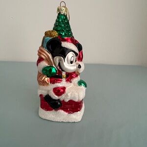 Disney Mickey Mouse Holiday Ornament with Red, Green, and Gold